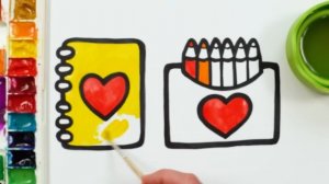 Набор СЕРДЕЧКО - Карандаши и блокнотик!  Рисунки, раскраски для детей! Давайте рисовать вместе