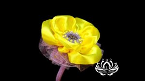 LLL-LenaLentaLepestok. L34. Резинка для волос ручной работы "Лютик"  Канзаши на волосы Ваши.