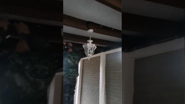 Сделали освещение повесили бра на терассе.