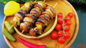 Шашлык из картофеля с салом
