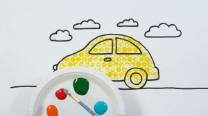 Раскраска желтого автомобиля для детей! Поделки из пузырчатой пленки и художественные идеи для детей