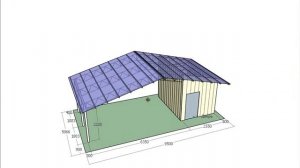 8879 Двухскатный навес с хозблоком