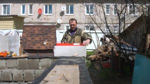 Угловые блоки и первый ряд газобетона.Попробую коробку сложить сам!