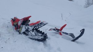 Сноубайк Сломал траверсу грусть печаль а было веселье