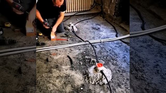 ПРОКЛАДКА ЭЛЕКТРОПРОВОДКИ ПО ПОЛУ ПОД СТЯЖКУ.(ФИРМА ЭЛЕКТРИК) НАШИ РАБОТЫ.