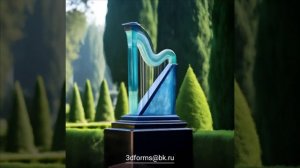 Дизайн памятника из стекла, в форме арфы.