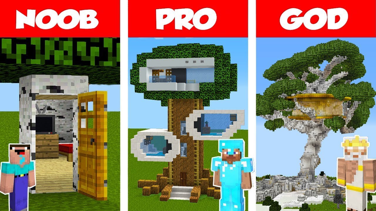 Minecraft НУБ против ПРО против БОГА: ЧЕЛЛЕНДЖ ПО СТРОИТЕЛЬСТВУ СОВРЕМЕННОГО ДОМА НА ДЕРЕВЕ смотреть онлайн
