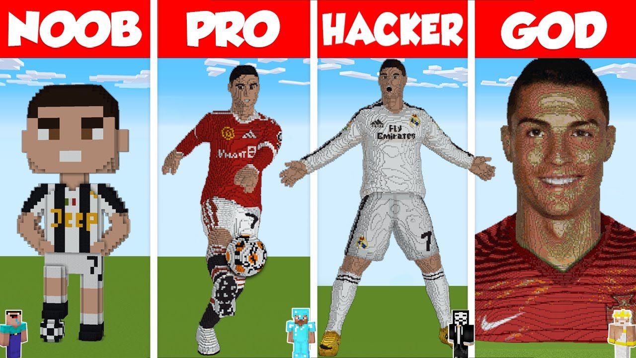 Minecraft: ЧЕЛЛЕНДЖ ПО СТРОИТЕЛЬСТВУ ДОМА-СТАТУИ КРИШТИАНУ РОНАЛДУ - НУБ против ПРО против ХАКЕРА смотреть онлайн