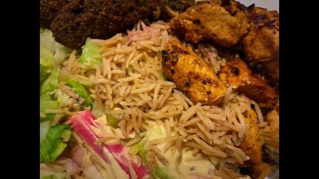 Chicken Kebab with Biryani Rice and Falafel by Yas #kebab #biryani#falafel #newyorkcity #nycfood