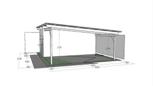 11939 Односкатный балочный навес с хозблоком