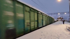 Приветливый 3ЭС4К-??? с грузовыми вагонами проезжает "Ленинский проспект"