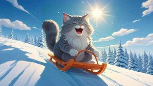 Кот Тиша и капибара Рюня: снежная гонка