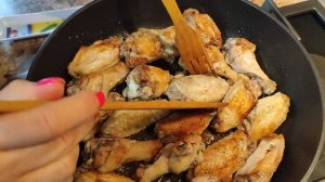 ОСТРО - СЛАДКИЕ КУРИНЫЕ КРЫЛЬЯ НА СКОВОРОДЕ С АПЕЛЬСИНОМ И ИМБИРЕМ