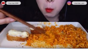 ASMR CHEESY CARBO FIRE NOODLE, MOZZARELLA CHEESE PORK CUTLET 까르보불닭,치즈돈까스 리얼사운드먹방EATING SOUND MUKBAN