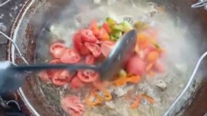 Шурпа из говядины на костре.