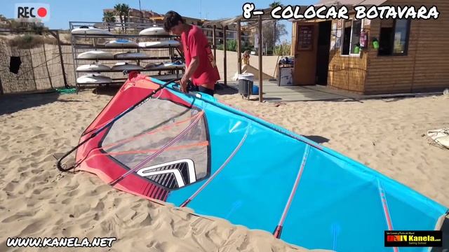 Tutorial como montar una vela de windsurf. Kanela sailing school