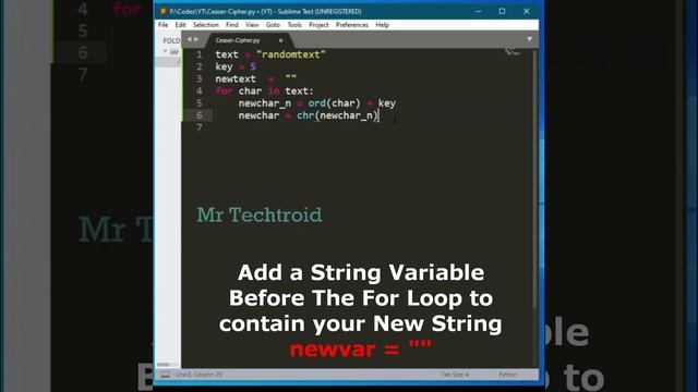 Caesar Cipher In Python - MTT - #Shorts