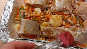 Треска в духовке с овощами  ||  Быстро и вкусно