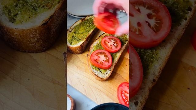 Simple Caprese Tartine with Jarred Pesto