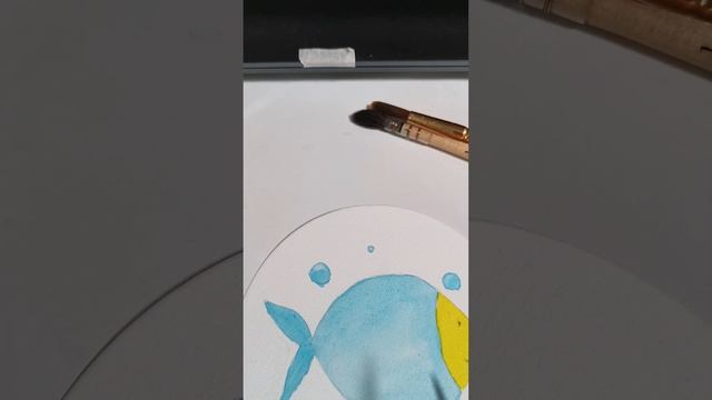 Little fish 😍 | Watercolor tutorial | маленькая рыбка акварелью обучение 🖌️
