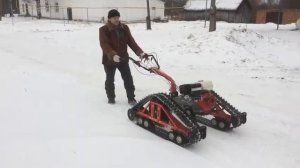 Разворот мотоблока на гусеницах Крутец