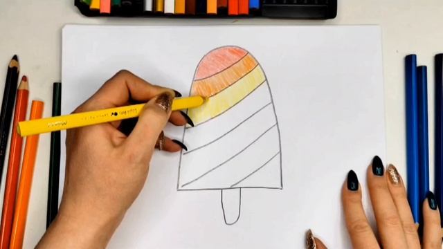 Как нарисовать радужное мороженое