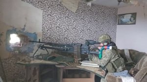 Дуэль пулемётчиков. Наш работает с "Утеса". Дистанция 1940 метров.