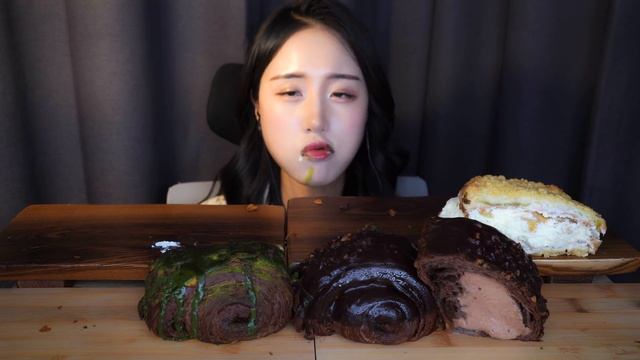 결이다른 크림폭발 디저트 ASMR 🥐 라푀유 크로와상 먹방ㅣ빨미까레 누텔라 초콜릿 제주 말차ㅣDESSERT MUKBANG CHOCOLATE BREAD