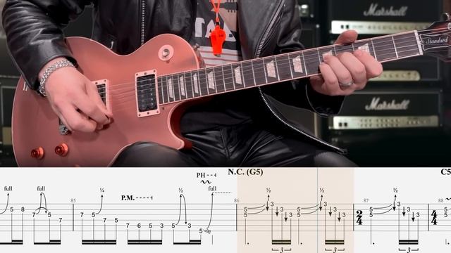 Guns N’ Roses - Paradise City - урок игры на электрогитаре с табами (ремейк) смотреть онлайн