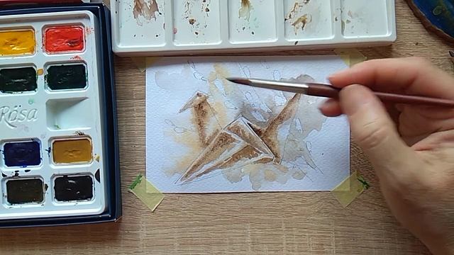 Птах Сонця/Малюємо журавля #акварель #листівка
