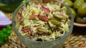 Салат из телятины, с оливками и сыром