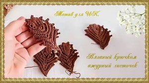 Мотив для ИК.  Вязанный крючком листочек. (автор Ирина)