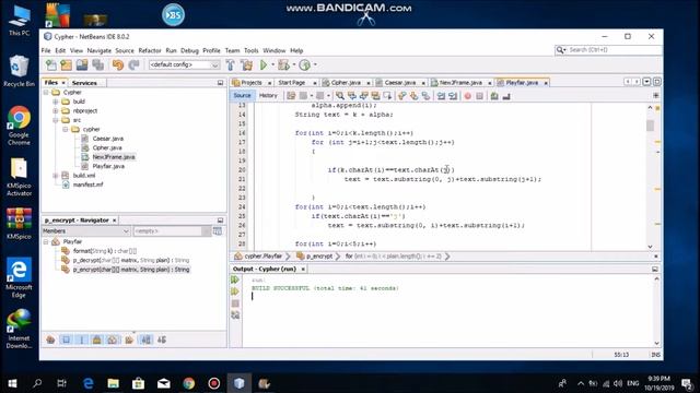 Cipher - (Caesar & Playfair) code in Java