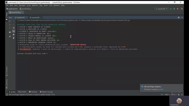 Python - Simulador para elegibilidade de empréstimos bancários - Fernando Xavier e Paulo Cesar