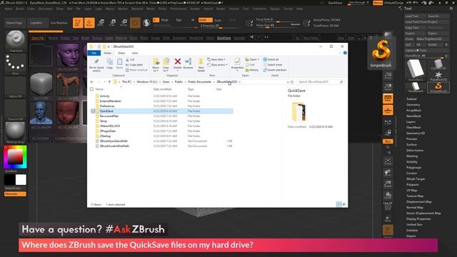 #AskZBrush - _Where does ZBrush save the QuickSave files on my hard drive__ (720p)