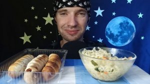 АСМР ЕДА / ДОШИРАК И СОСИСКИ В ТЕСТЕ / МУКБАНГ / ИТИНГ