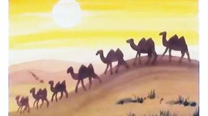 Летний пейзаж гуашью. Караван верблюдов. Легкий поэтапный пейзаж.