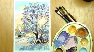 Как нарисовать Зиму. Зимний пейзаж. Легкий способ для начинающих