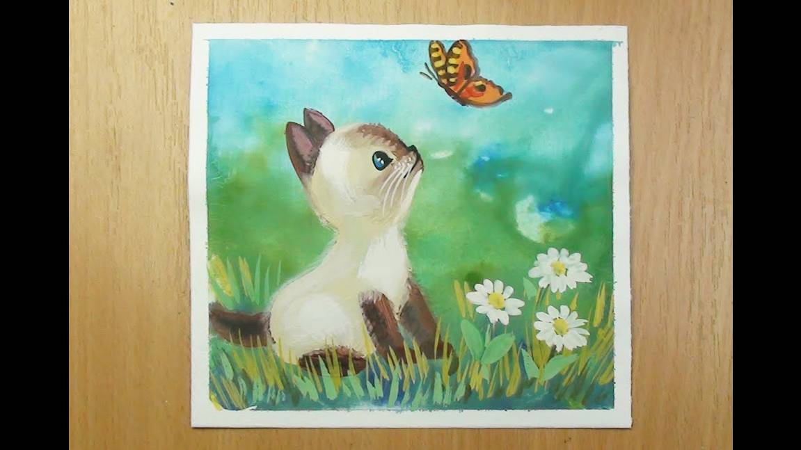 Как нарисовать кота, котенка поэтапно, гуашью. Как нарисовать кошку красиво и легко. смотреть онлайн