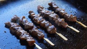 Wagyu Beef Short Rib Skewers on Griddle ASMR 4K