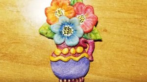 Поделки из соленого теста своими руками. Ваза с цветами.