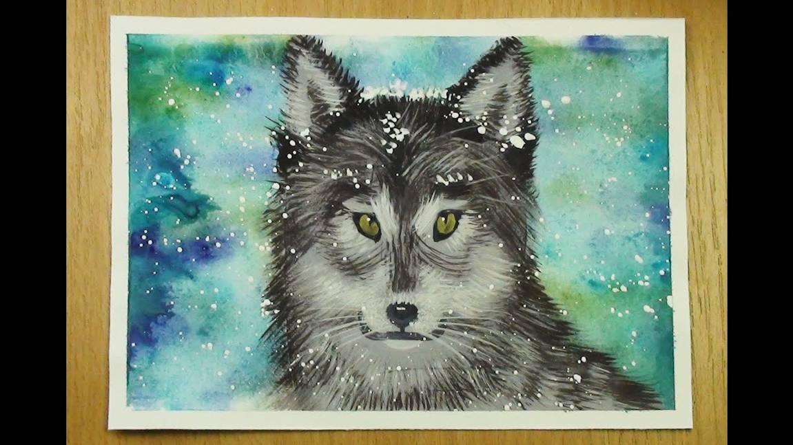 Как нарисовать ВОЛКА легко, поэтапно гуашью Видео урок для начинающих Пошаговая инструкция смотреть онлайн