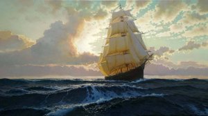 Парусник в море маслом на холсте