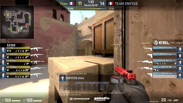 CSGO: POV ENVYUS shox vs Titan (30/17) mirage @ ESL Pro League Finals смотреть онлайн