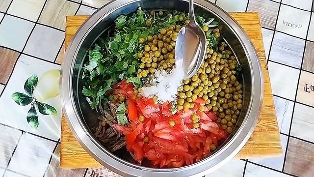 Супер Салат! Острый Салат С Овощами и С мясом #салат #салаты #рецепты