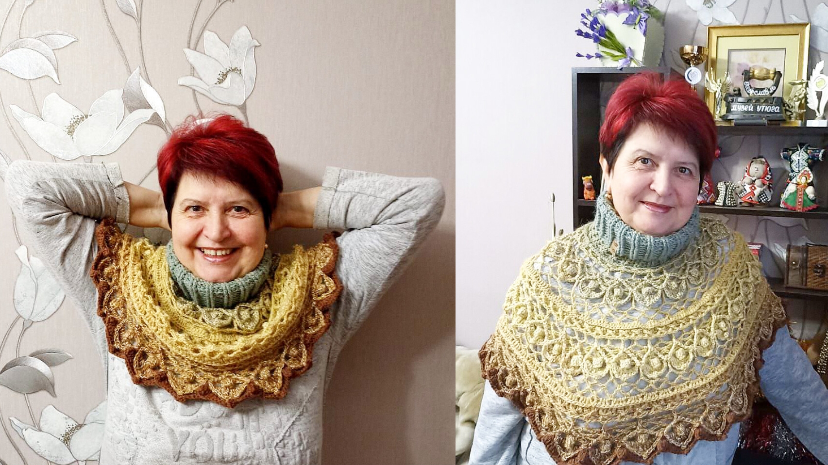 Часть 3. Вяжем крючком хомут, свитер, манишку, перелину с волшебным сияющим ажуром