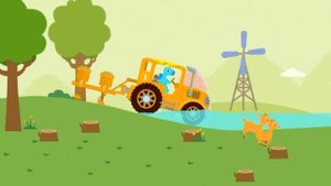 Синий Динозавр на ферме .Мультик про технику