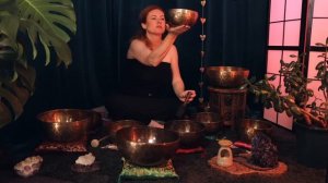 Singing Bowls Meditation w  Rain & Gentle Thunder 💜 ASMR Soft Spoken Qi Sounds, Sleep Music