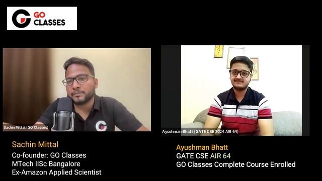 Preview: Ayushman Bhatt AIR - 64 GATE CSE 2024 | Complete Course Student GoClasses| With FINAL YEAR