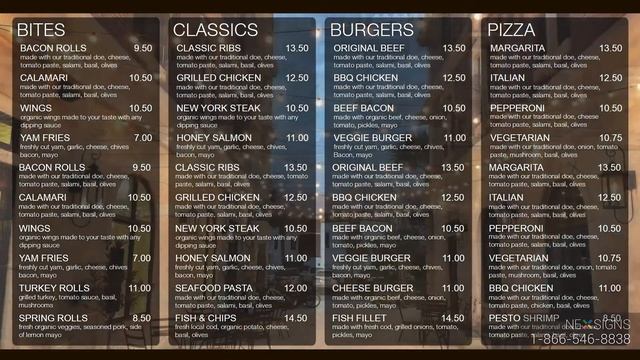 Dynamic and Classic Burger Menu - Digital Menu Board Design - Restaurant - NexSigns